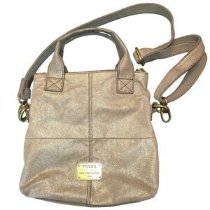 Fossil Purse “Long Live Vintage 1954” Cargo Pocket Cross Body Tote Glittery Look